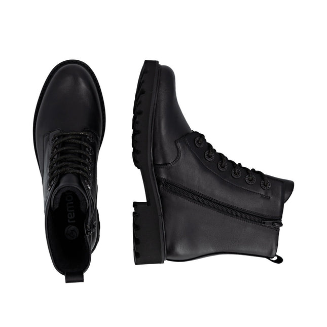 Remonte D8653-00 Black Leather Womens Ankle Boot