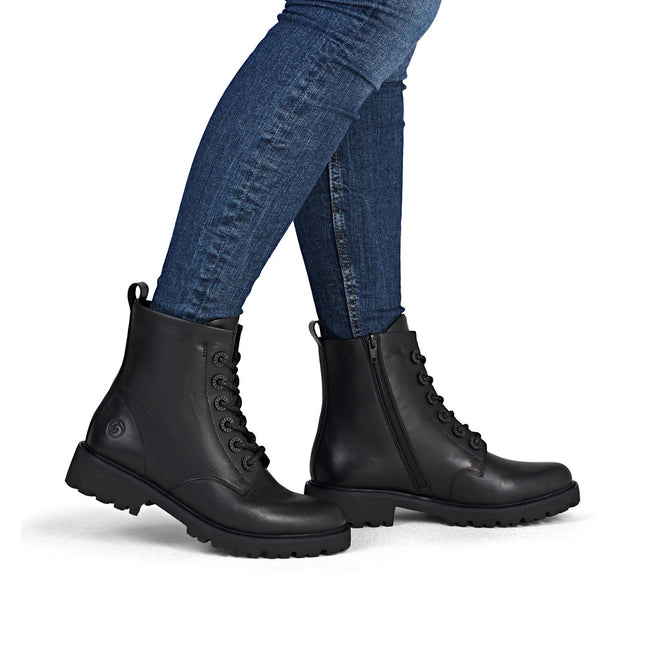 Remonte D8653-00 Black Leather Womens Ankle Boot