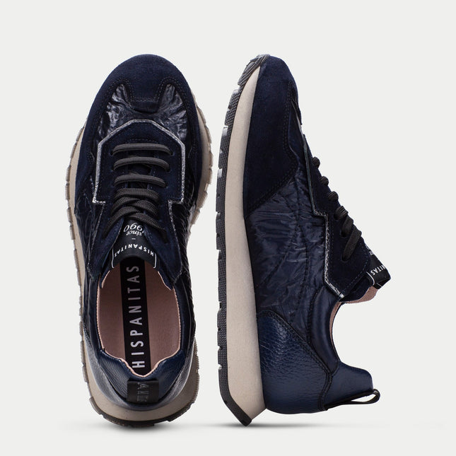 Hispanitas Women’s Kansas Navy Leather Trainer – Premium Lace-Up Sneaker with Triflow® Cushioning & Removable Insole