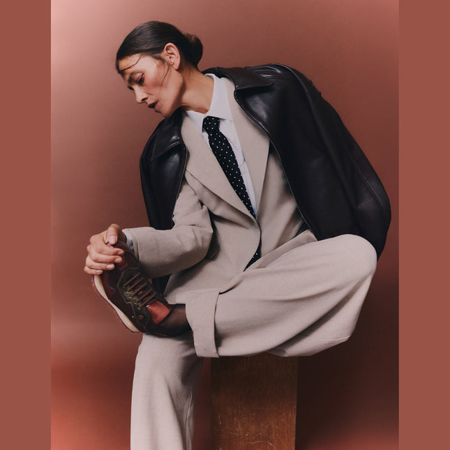 Hispanitas Women’s Kansas Bolmet Wine Leather Trainer – Premium Leather Lace-Up Sneaker with Removable Insole