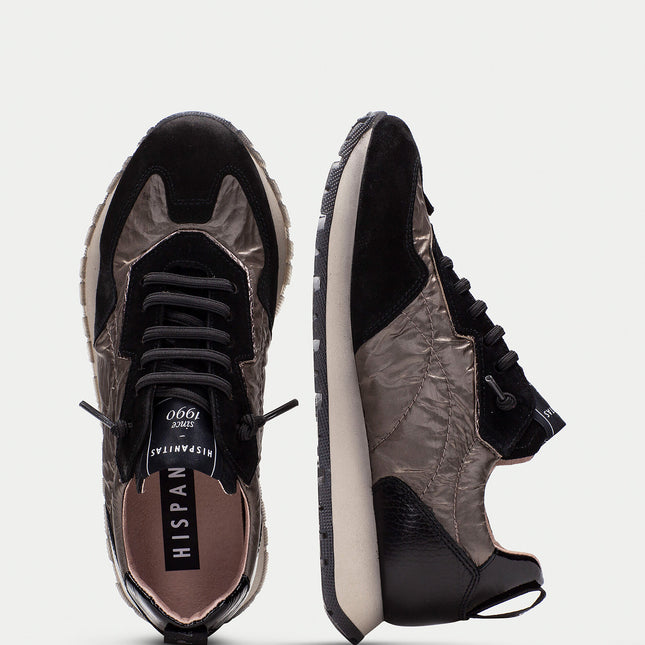 Hispanitas Women’s Kansas Black Leather Trainer – Lace-Up Sneaker with Triflow® Cushioning & Removable Insole