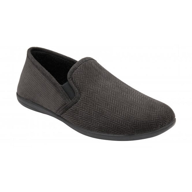 Lotus Peter Grey Men’s Slip-On Slippers – Textile Full Shoe with Memory-Foam Insole