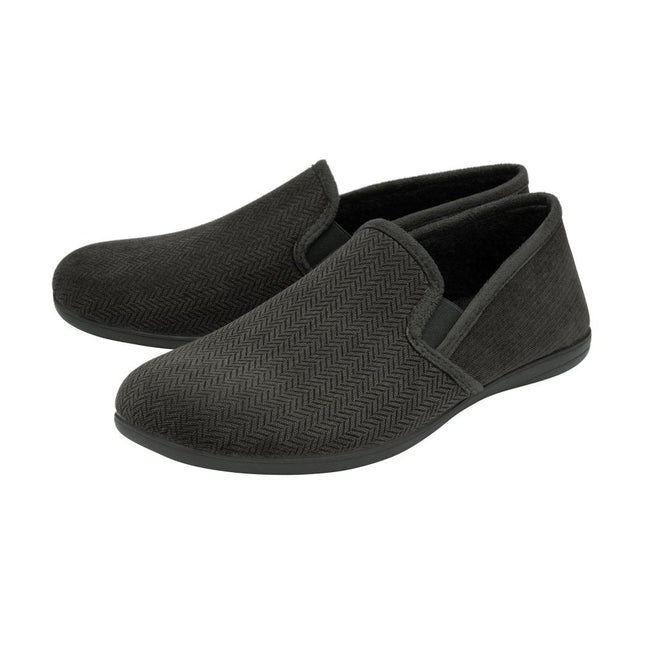 Lotus Peter Grey Men’s Slip-On Slippers – Textile Full Shoe with Memory-Foam Insole