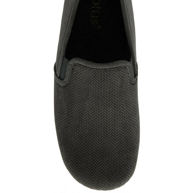 Lotus Peter Grey Men’s Slip-On Slippers – Textile Full Shoe with Memory-Foam Insole