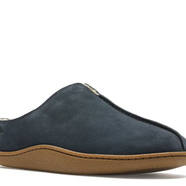 Clarks Home Mule Navy Suede Mens Slippers