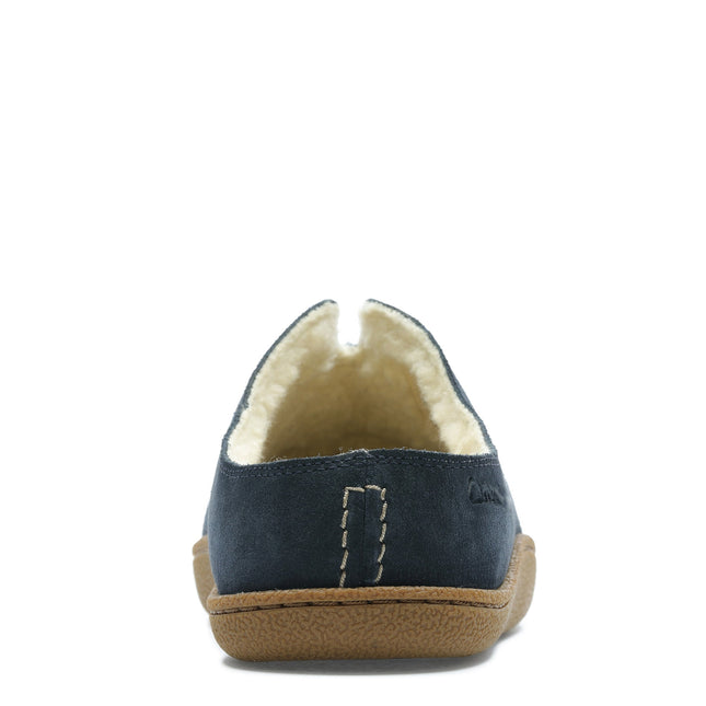 Clarks Home Mule Navy Suede Mens Slippers