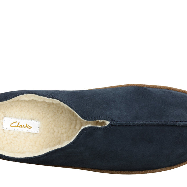 Clarks Home Mule Navy Suede Mens Slippers
