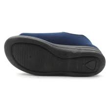 FAR Granit UNISEX Navy Wide-Fit Velcro Slipper – Extra-Room House Shoe with Shock-Absorbing Sole