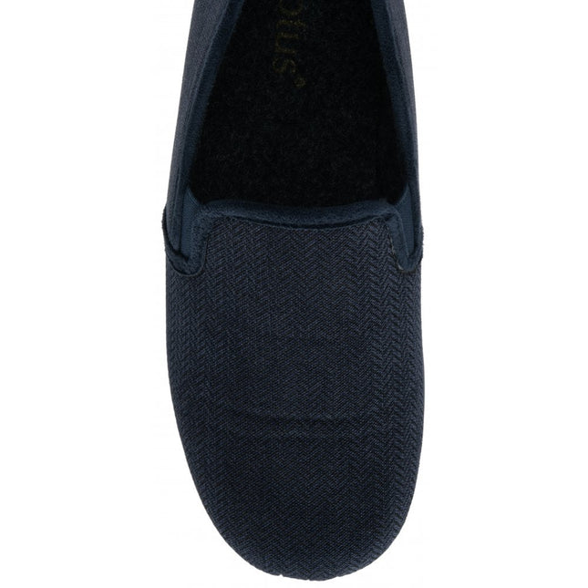 Lotus Peter Navy Men’s Slip-On Slippers – Textile Full Shoe with Memory-Foam Insole & Outdoor Sole