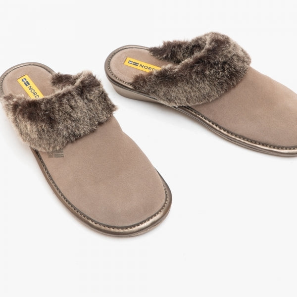 Nordikas 1357-O - Grey Suede Ladies Slippers