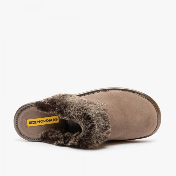 Nordikas 1357-O - Grey Suede Ladies Slippers