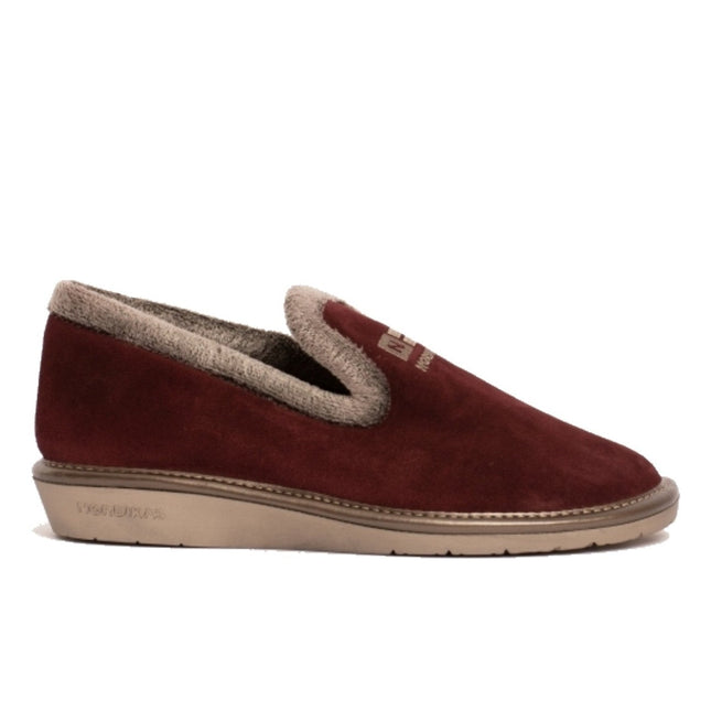 Nordikas 305-O - Burgundy Suede / Snow-Grey Trim Ladies Slippers