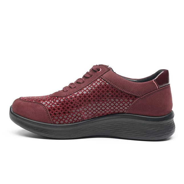 G Comfort P-819MB Burgundy Wide Fit Trainer Waterproof