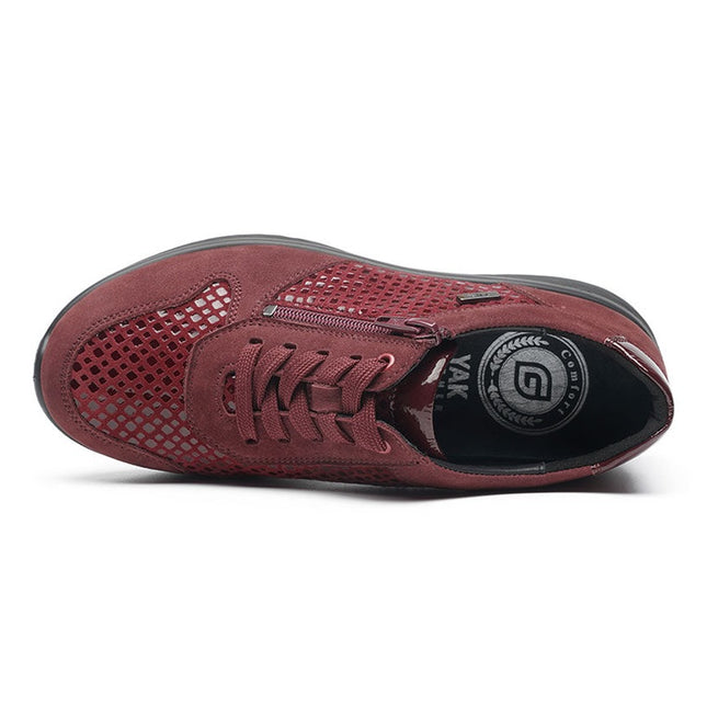 G Comfort P-819MB Burgundy Wide Fit Trainer Waterproof
