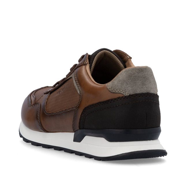 Rieker Men’s U0311-24 Brown Leather & Textile Trainer – Casual Lace-Up Comfort Sneaker