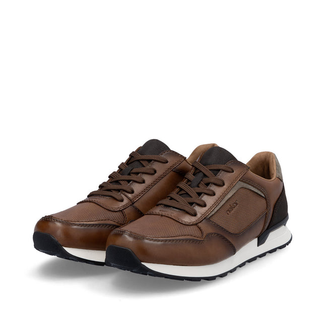 Rieker Men’s U0311-24 Brown Leather & Textile Trainer – Casual Lace-Up Comfort Sneaker