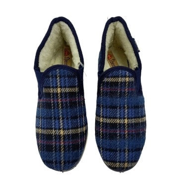 Victoria Wamba 202002 Navy Men’s Slip-On House Slippers – Warm Wool-Lined Indoor Shoe
