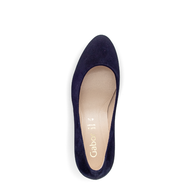 Gabor Women’s Edina 01.410.16 Navy Suede Court Shoe – Elegant Mid-Heel Pump with Comfort Fit