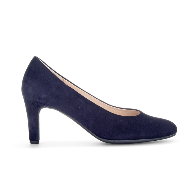 Gabor Women’s Edina 01.410.16 Navy Suede Court Shoe – Elegant Mid-Heel Pump with Comfort Fit