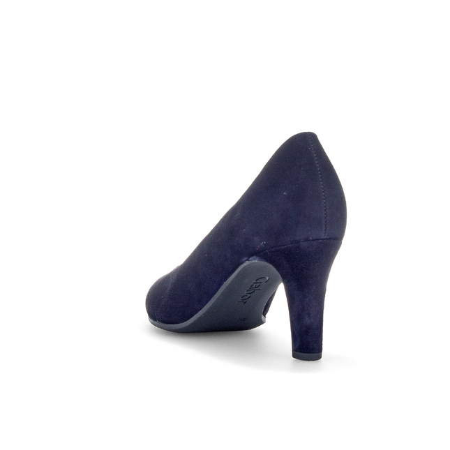 Gabor Women’s Edina 01.410.16 Navy Suede Court Shoe – Elegant Mid-Heel Pump with Comfort Fit