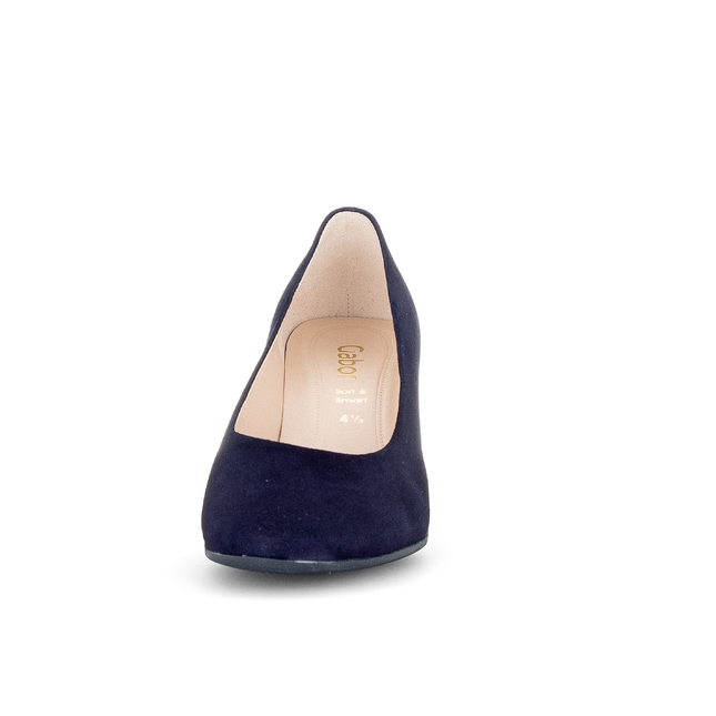 Gabor Women’s Edina 01.410.16 Navy Suede Court Shoe – Elegant Mid-Heel Pump with Comfort Fit