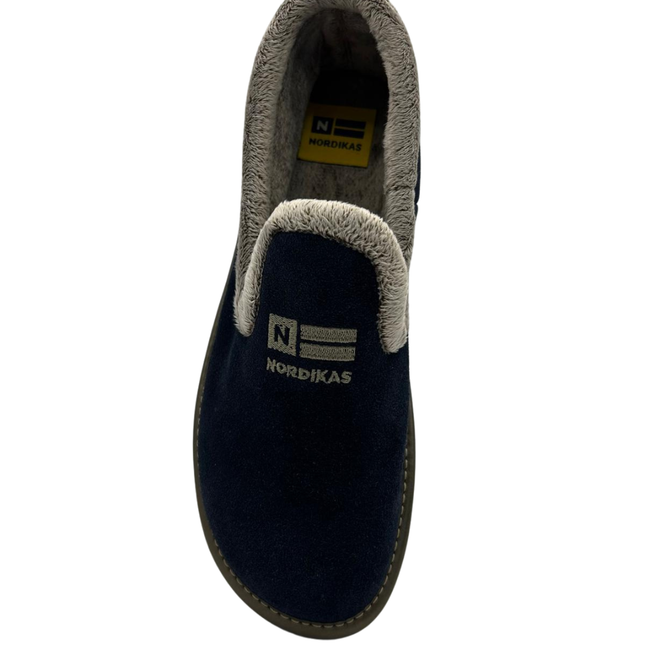 Nordikas 305-O - Navy Suede / Snow-Grey Trim Ladies Slippers