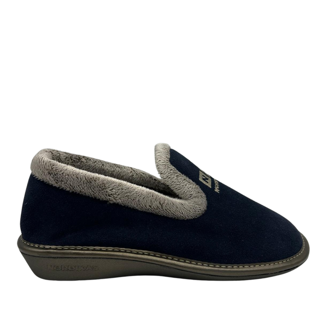 Nordikas 305-O - Navy Suede / Snow-Grey Trim Ladies Slippers