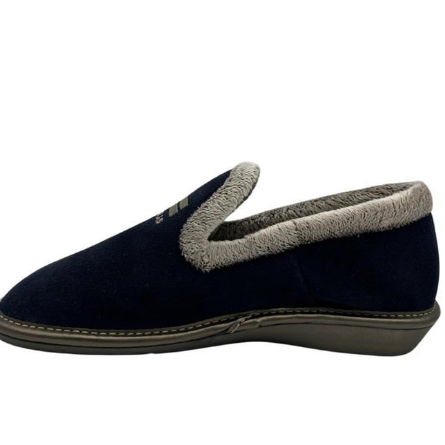 Nordikas 305-O - Navy Suede / Snow-Grey Trim Ladies Slippers