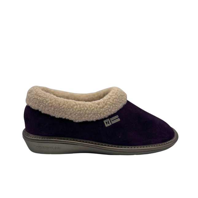 Nordikas Women’s 1754-O/4 Afelpado Púrpura Purple Suede Slippers – Shearling-Trimmed Closed Heel Comfort Slipper