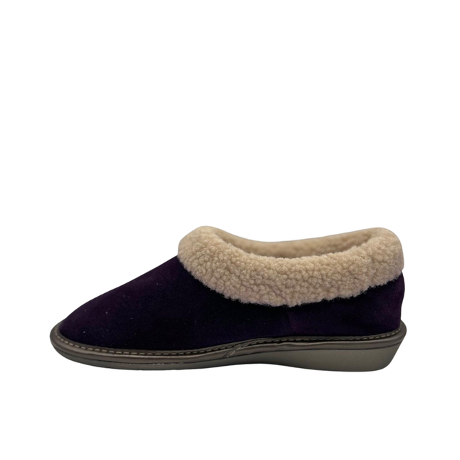 Nordikas Women’s 1754-O/4 Afelpado Púrpura Purple Suede Slippers – Shearling-Trimmed Closed Heel Comfort Slipper