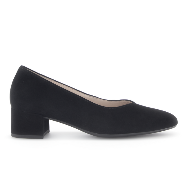 Gabor Women’s 71.431.17 Dixie Black Suede Heel – Low Block Heel Slip-On Pump
