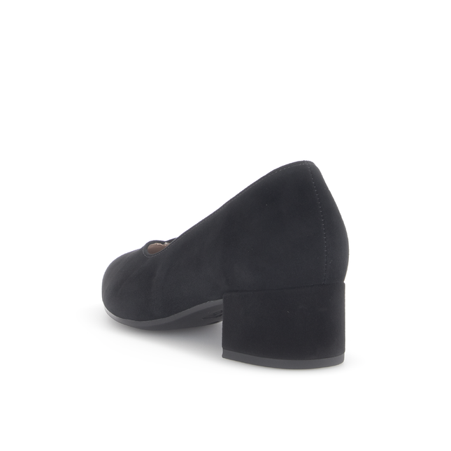 Gabor Women’s 71.431.17 Dixie Black Suede Heel – Low Block Heel Slip-On Pump