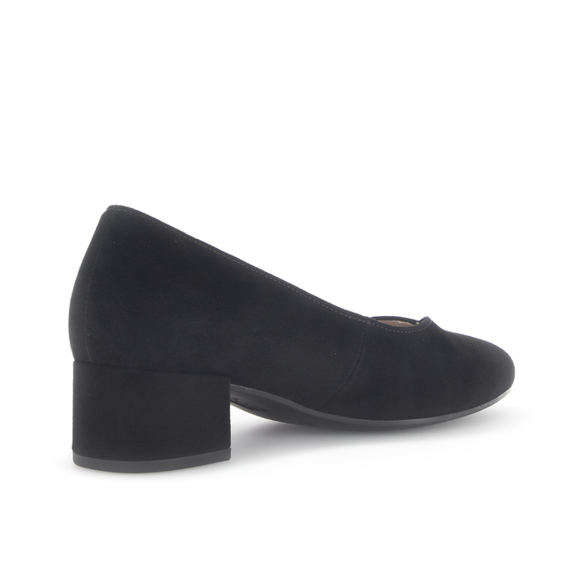 Gabor Women’s 71.431.17 Dixie Black Suede Heel – Low Block Heel Slip-On Pump