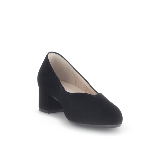 Gabor Women’s 71.431.17 Dixie Black Suede Heel – Low Block Heel Slip-On Pump