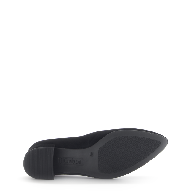 Gabor Women’s 71.431.17 Dixie Black Suede Heel – Low Block Heel Slip-On Pump