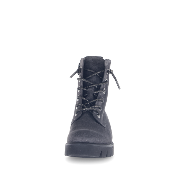 Gabor Women’s 71.711.39 Baccara Dark Grey Suede Ankle Boot – Lace & Side Zip Comfort Design