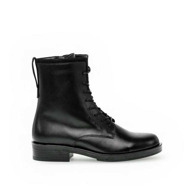 Gabor Women’s 71.791.29 Hay Black Leather Ankle Boot – Lace & Side Zip Comfort Boot