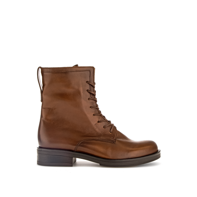 Gabor Women’s 71.791.28 Hay Brown Leather Ankle Boot – Lace & Side Zip Comfort Boot
