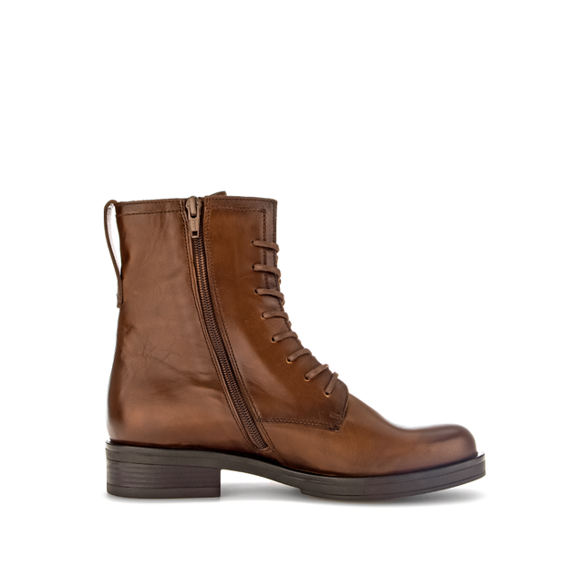 Gabor Women’s 71.791.28 Hay Brown Leather Ankle Boot – Lace & Side Zip Comfort Boot