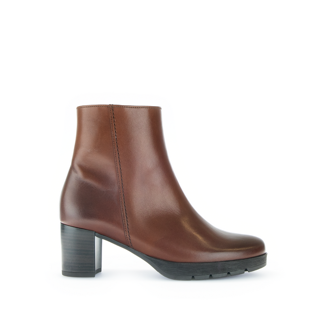 Gabor Women’s 72.071.55 Essential Brown Leather Ankle Boot – Wide Fit Side-Zip Comfort Boot