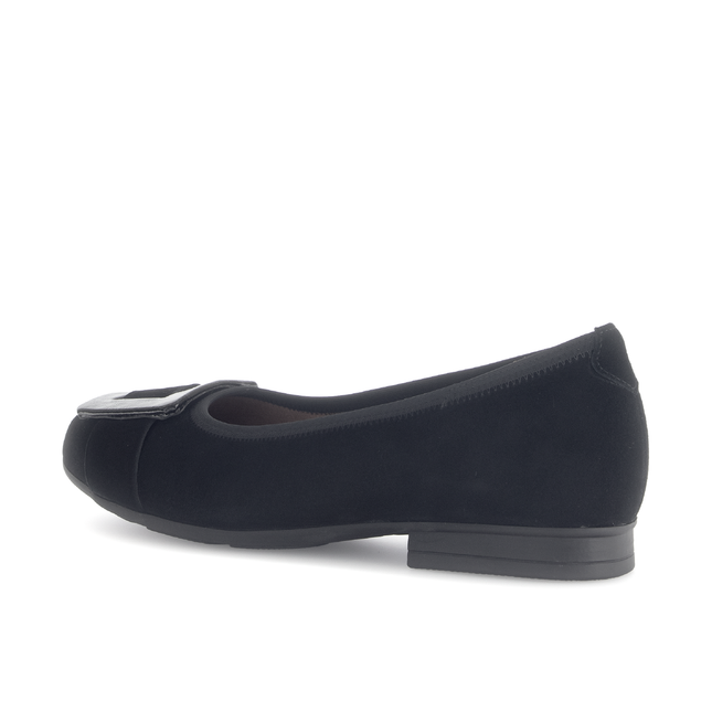 Gabor Women’s 72.463.37 Paige Black Suede Flat Pump – Wide Fit Slip-On Comfort Shoe with Removable Insole