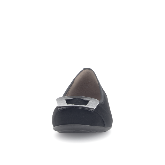 Gabor Women’s 72.463.37 Paige Black Suede Flat Pump – Wide Fit Slip-On Comfort Shoe with Removable Insole