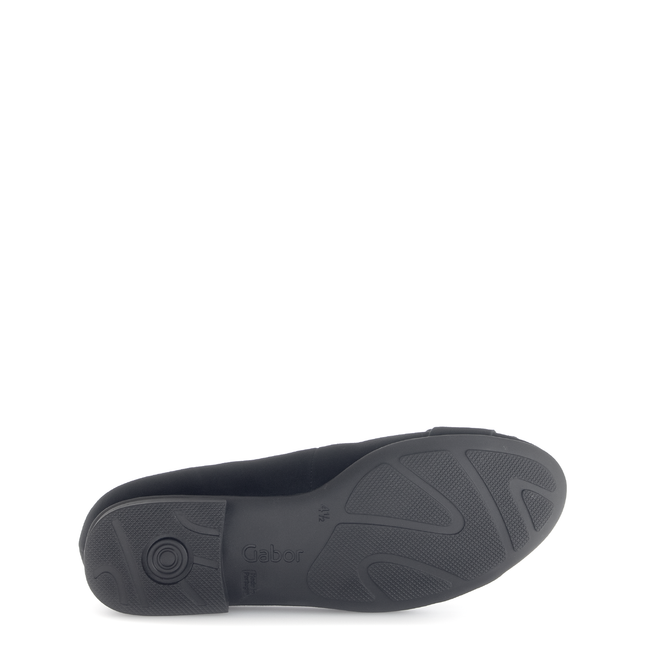 Gabor Women’s 72.463.37 Paige Black Suede Flat Pump – Wide Fit Slip-On Comfort Shoe with Removable Insole
