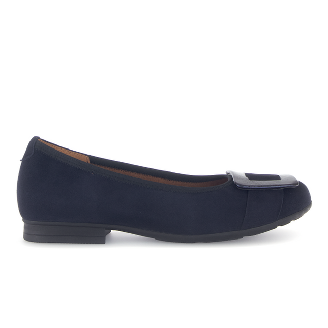 Gabor Women’s 72.463.46 Paige Navy Suede Flat Pump – Wide Fit Slip-On Court Style
