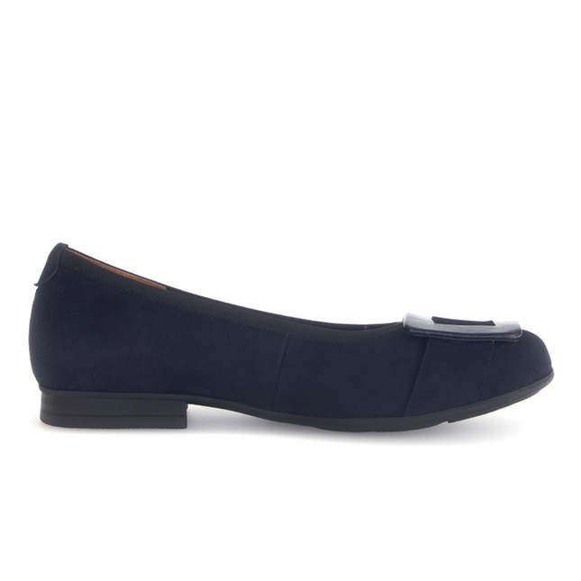 Gabor Women’s 72.463.46 Paige Navy Suede Flat Pump – Wide Fit Slip-On Court Style