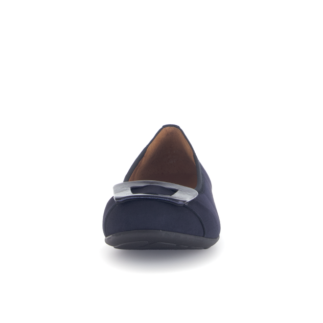 Gabor Women’s 72.463.46 Paige Navy Suede Flat Pump – Wide Fit Slip-On Court Style