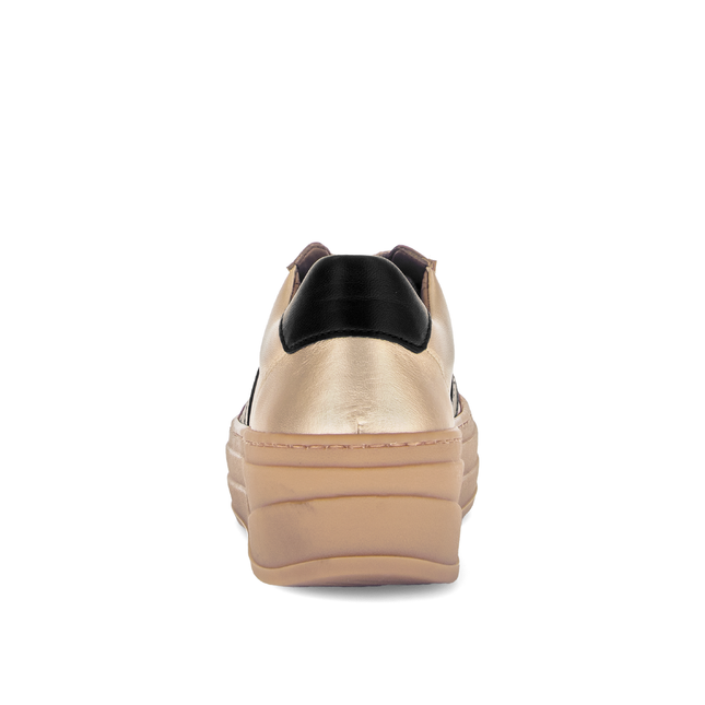 Gabor 73.350.62 Steam Champagne & Black Leather Flatform Trainer