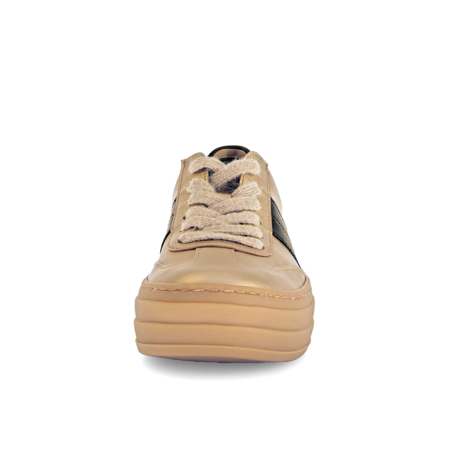 Gabor 73.350.62 Steam Champagne & Black Leather Flatform Trainer