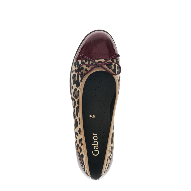 Gabor Women’s 74.100.32 Print Burgundy Flat Pump – Lace-Up Comfort Sneaker with Printed Panels