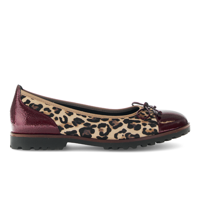 Gabor Women’s 74.100.32 Print Burgundy Flat Pump – Lace-Up Comfort Sneaker with Printed Panels